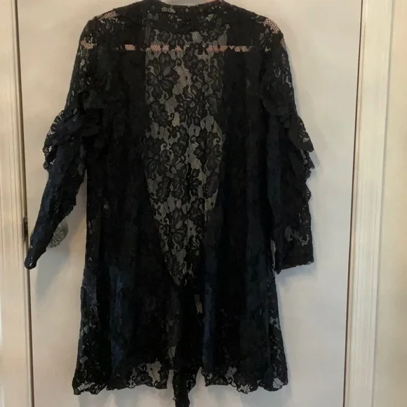 Ladies black lace cardigan top size Large - Picture 2 of 5